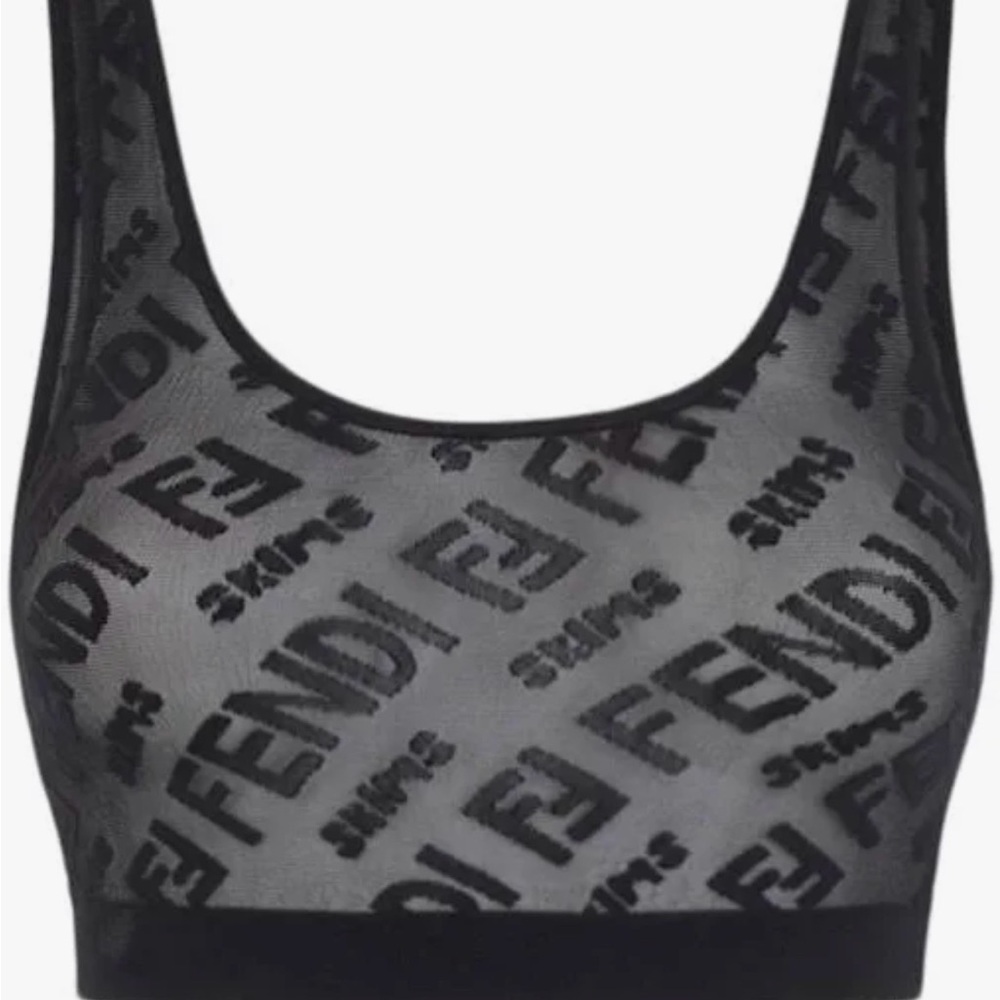 SKIMS Black Logo Mesh Bralette
